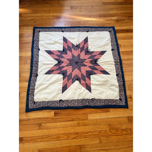 Other - Handmade Star Quilt Pink Blue 44x44 Vintage Granny Core Nursery XC Fast Shipping